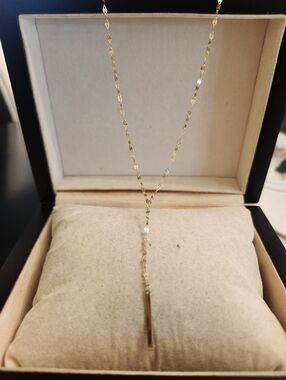 14kt Elegant Gold Bar Drop Necklace - Women Jewelry 20 L